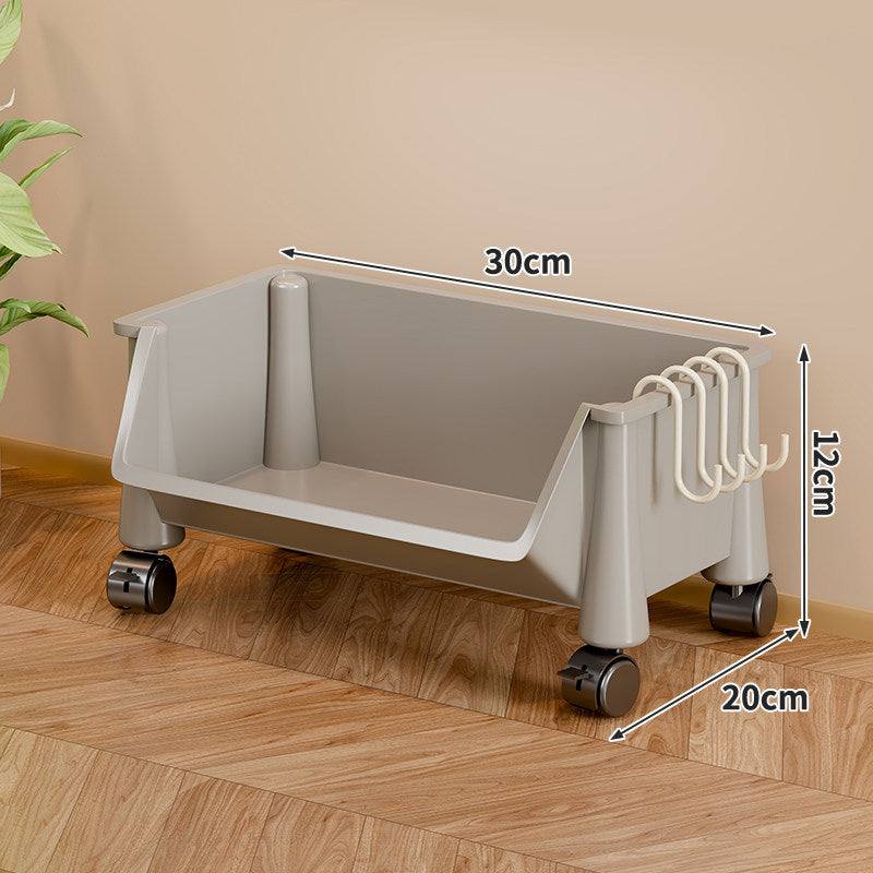 Slim Vertical Multi-Tier Rolling Storage Cart with Tilted Open Bins and Swivel Casters