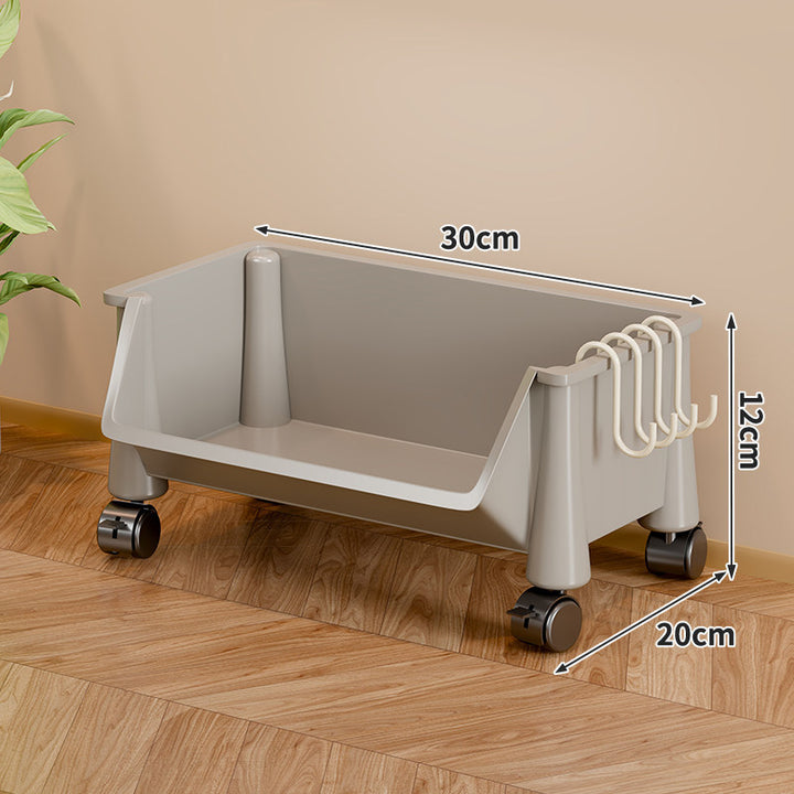 Slim Four-Tier Rolling Storage Cart with Stacking Open Bins