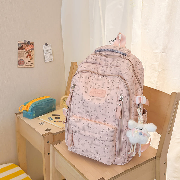 Stylish Multi-Compartment Star-Embellished Backpack Kalsten