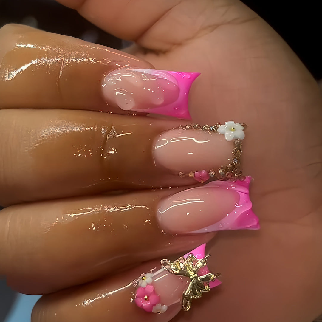 Artistic Floral Press-On Nail Set Kalsten
