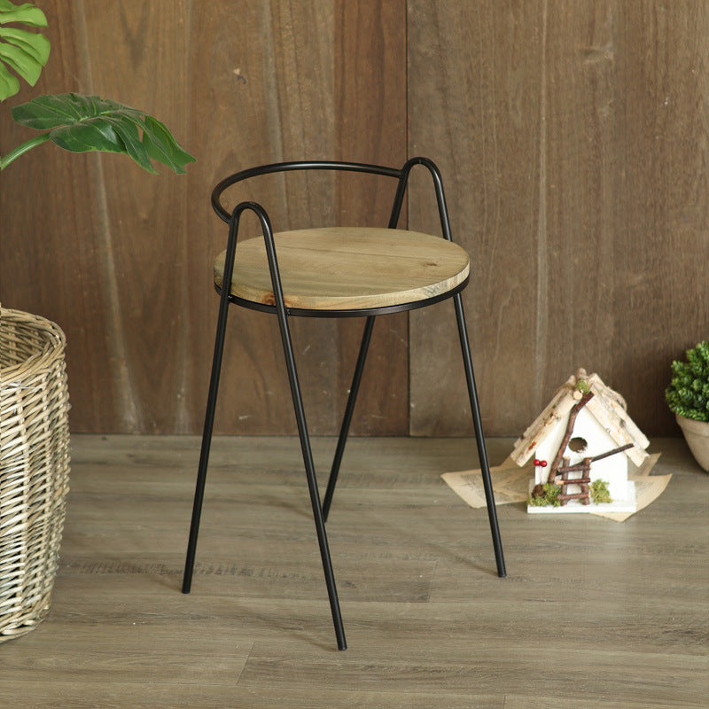 Modern stool with wooden seat and metal frame Kalsten