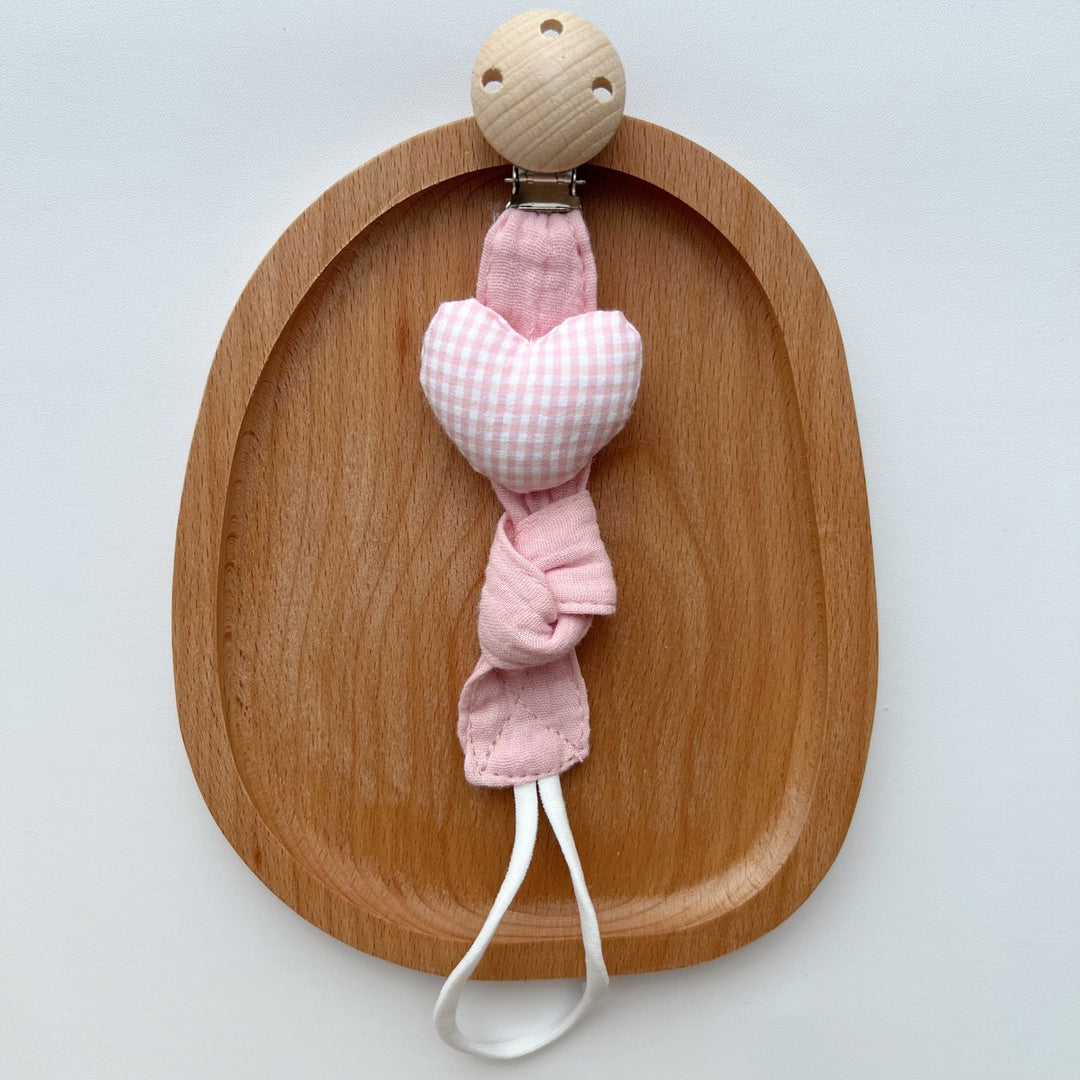 Pacifier and Comforter Clip with Wooden Safety Clasp