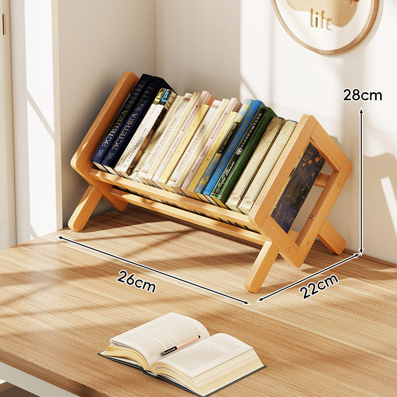 Slanted Wooden Desktop Book Display Rack with Folding A-Frame Legs