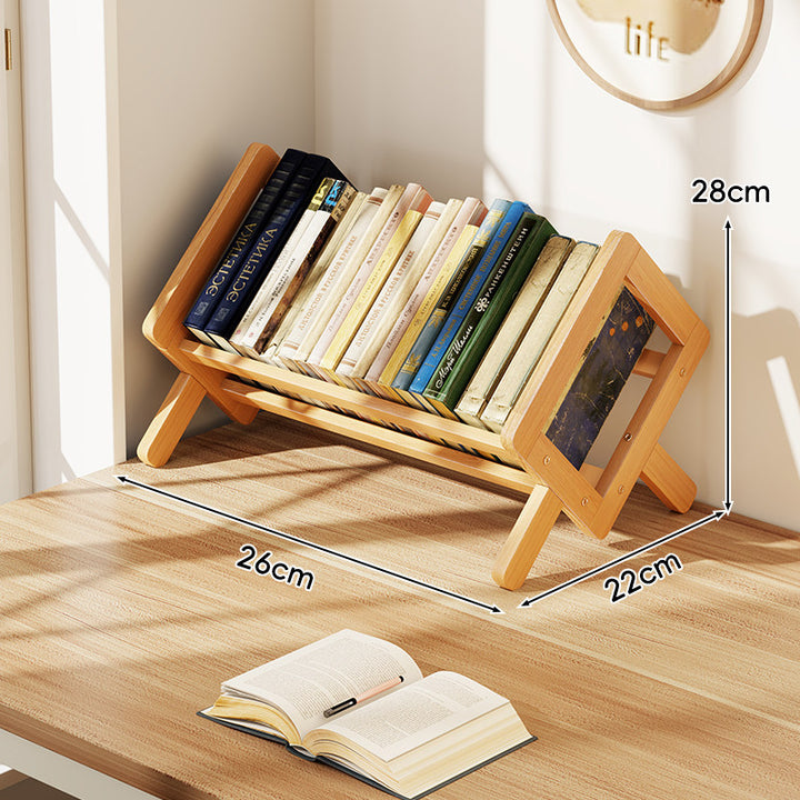 Slanted Wooden Desktop Book Display Rack with Folding A-Frame Legs