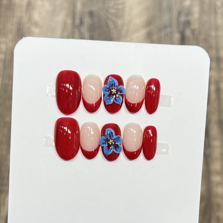 Stylish Floral Accent Press-On Nail Set Kalsten