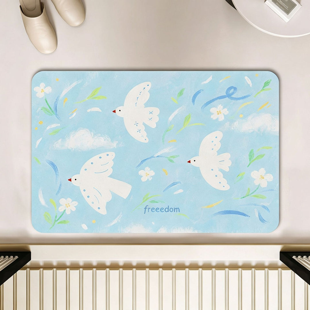 Artistic Floral Motif Bath Mat