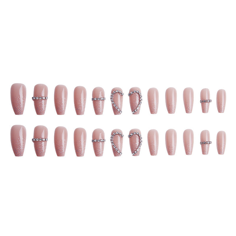 Glamorous artificial nails with heart and glitter design Kalsten