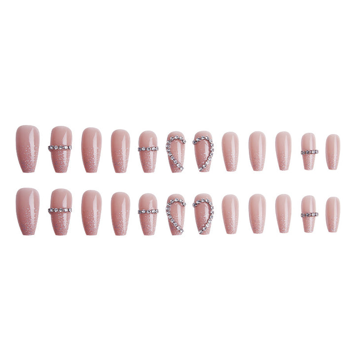 Glamorous artificial nails with heart and glitter design Kalsten