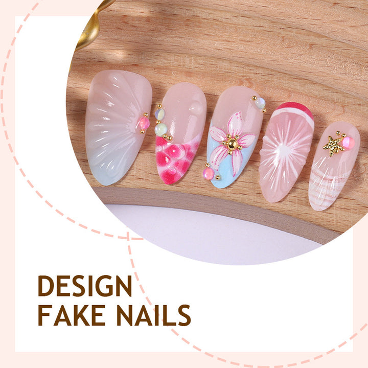 Artificial Nail Set with Floral and Glittering Designs Kalsten