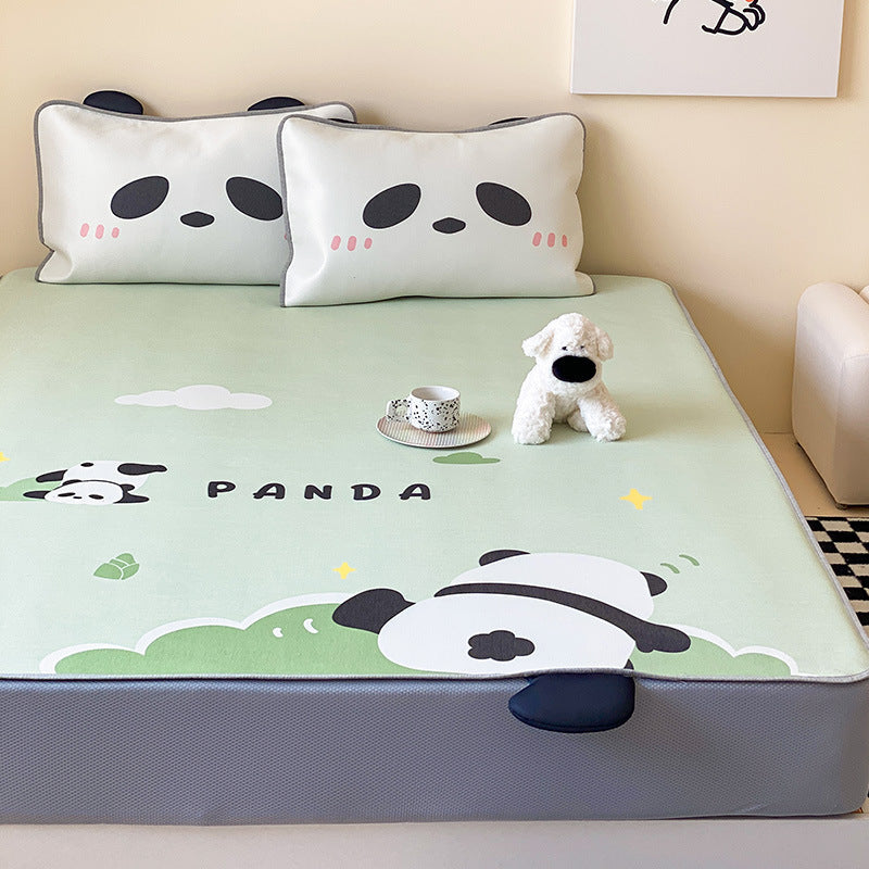Children's tension cover with anti-slip, cartoon breakfast print, and 3D boot applications