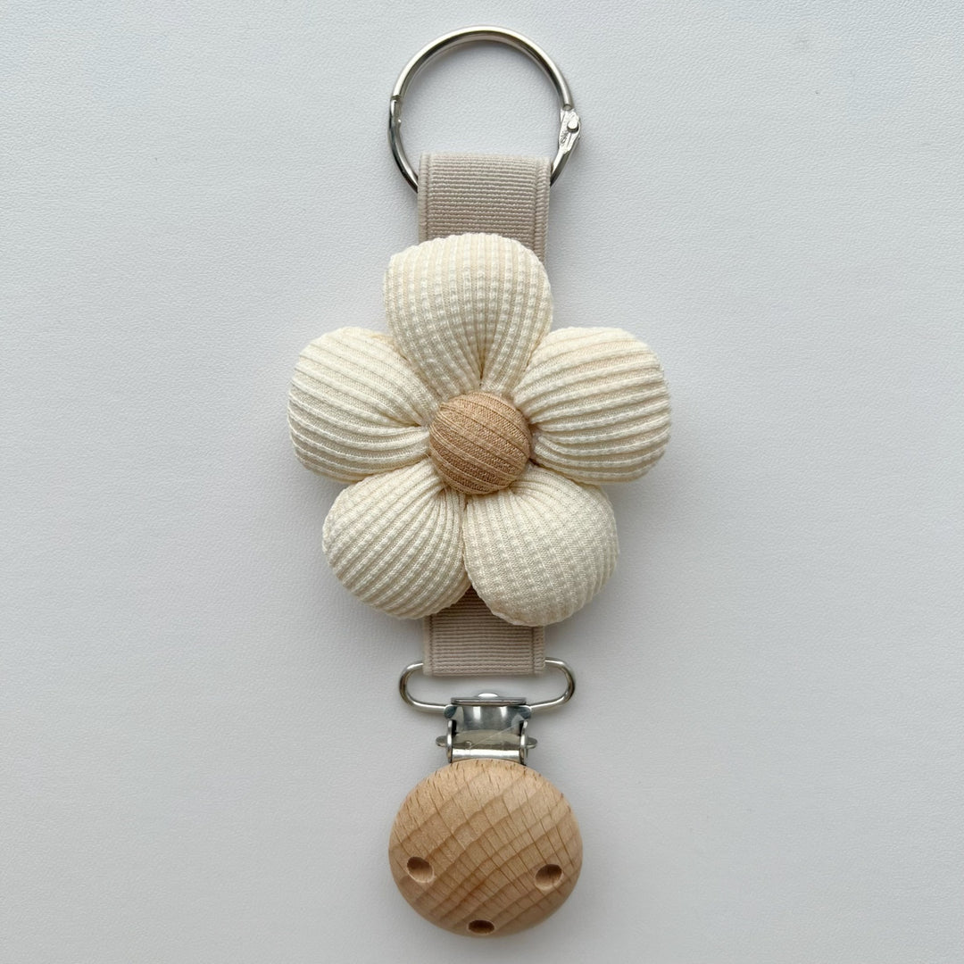 Plush Teddy Bear Pacifier and Teether Holder Strap with Wooden Safety Clip