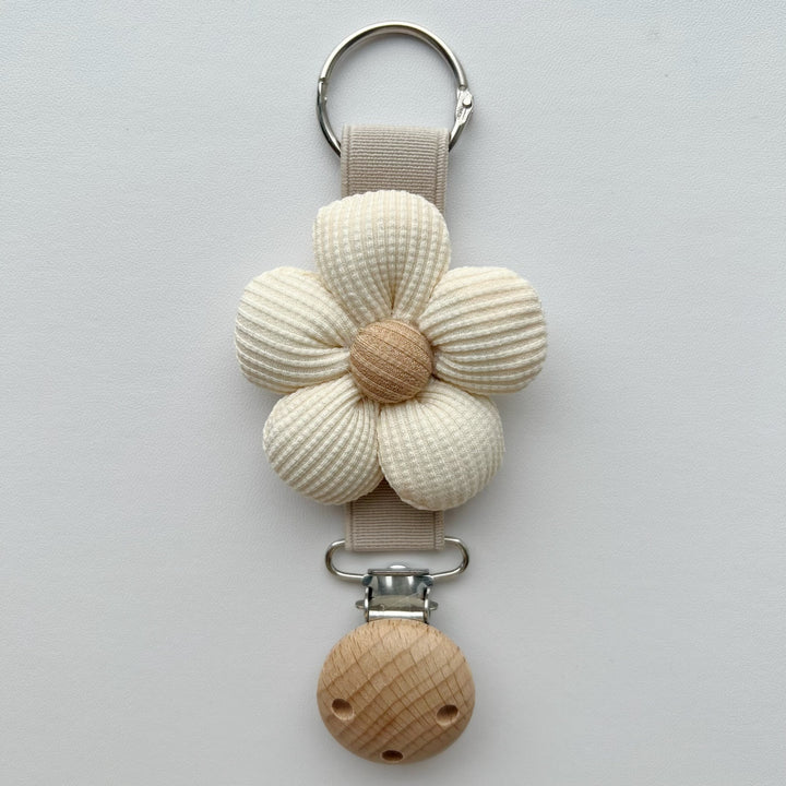 Plush Teddy Bear Pacifier and Teether Holder Strap with Wooden Safety Clip
