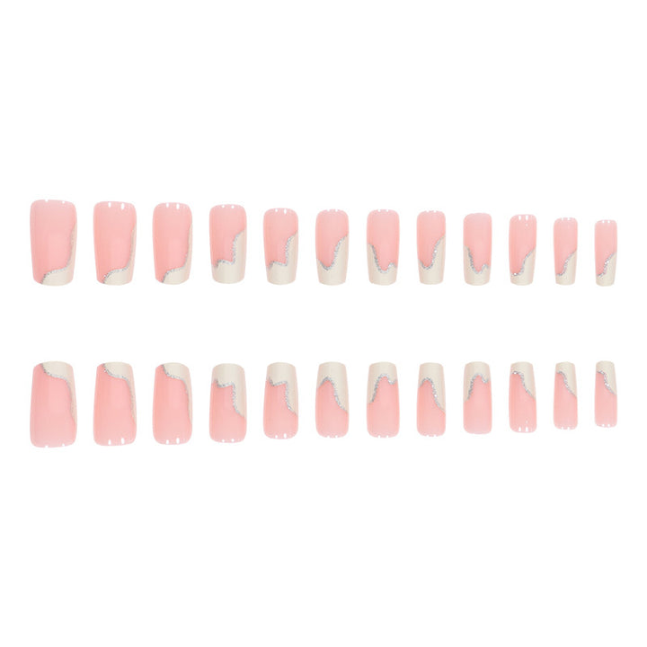 Stiletto Nail Art Extensions with Elegant Glitter Wave Design Kalsten