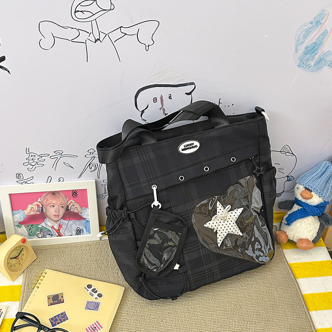 Stylish Multi-Pocket Star-Appliqué Backpack Kalsten