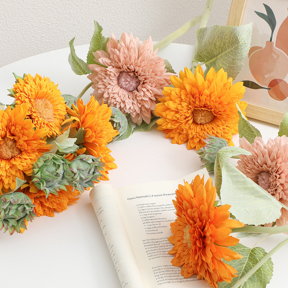 Artificial bouquet with detail-loving flowers and leaves