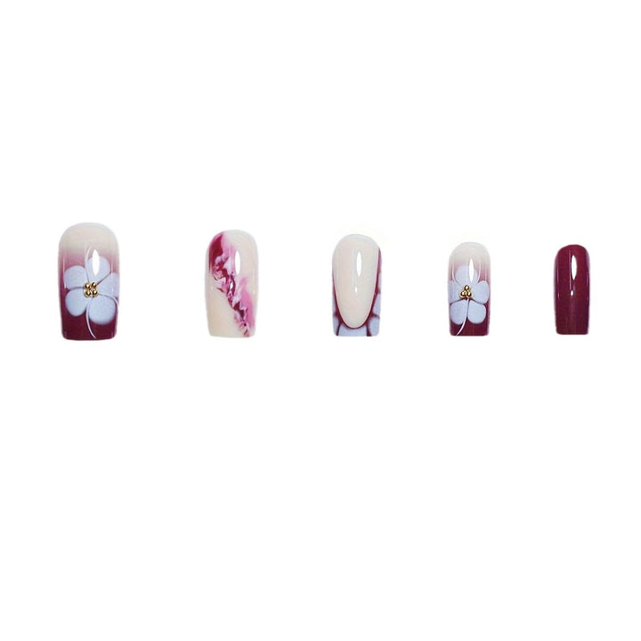 Artistic Gel Nail Extensions with Floral Design Kalsten