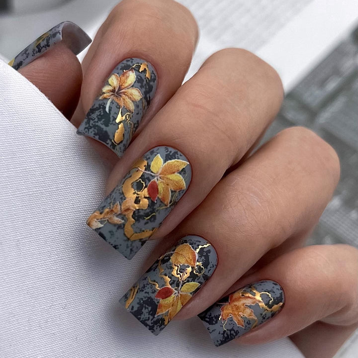 Artificial nails with colorful flower designs Kalsten