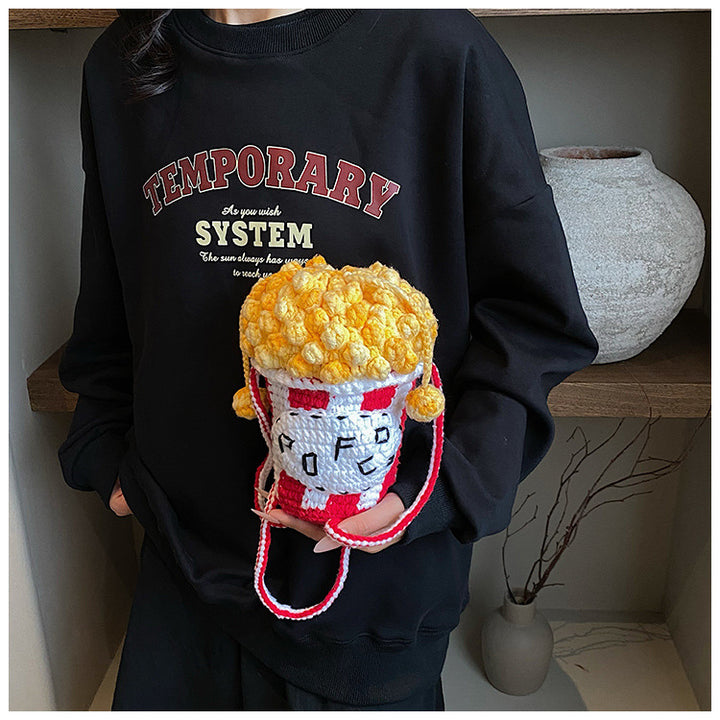 Creative Crochet Popcorn-Themed Mini Backpack