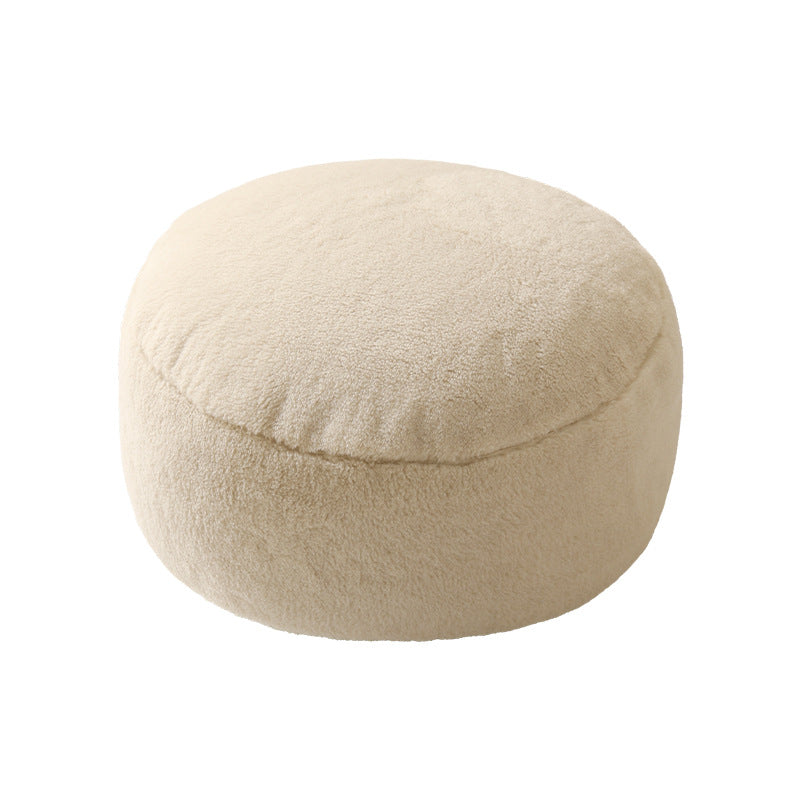 Round filled seat pouf made of cuddly teddy plush with a shape-stable core Kalsten