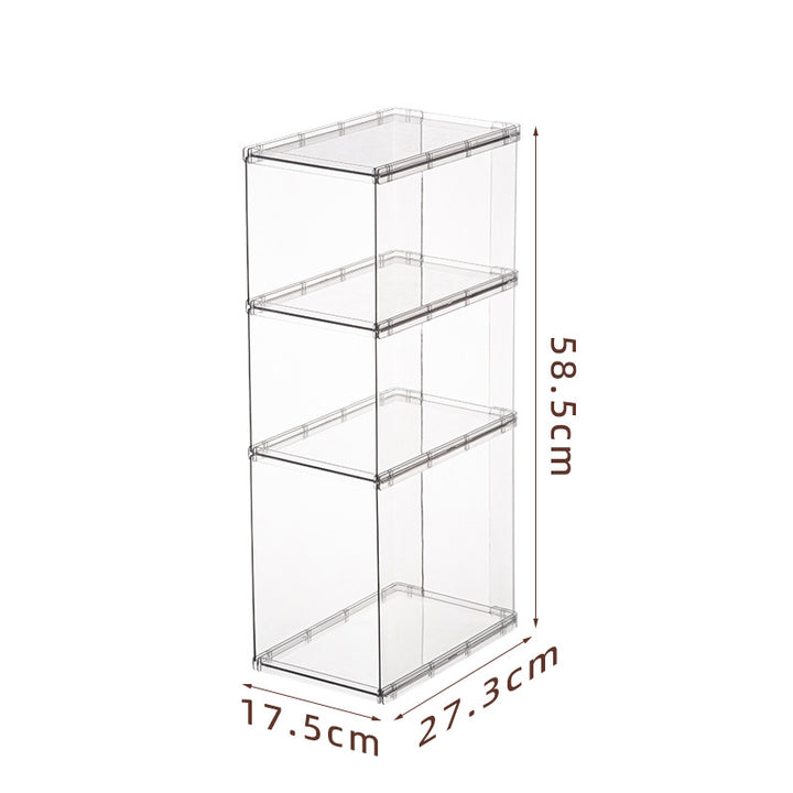 stackable transparent storage shelf three-piece