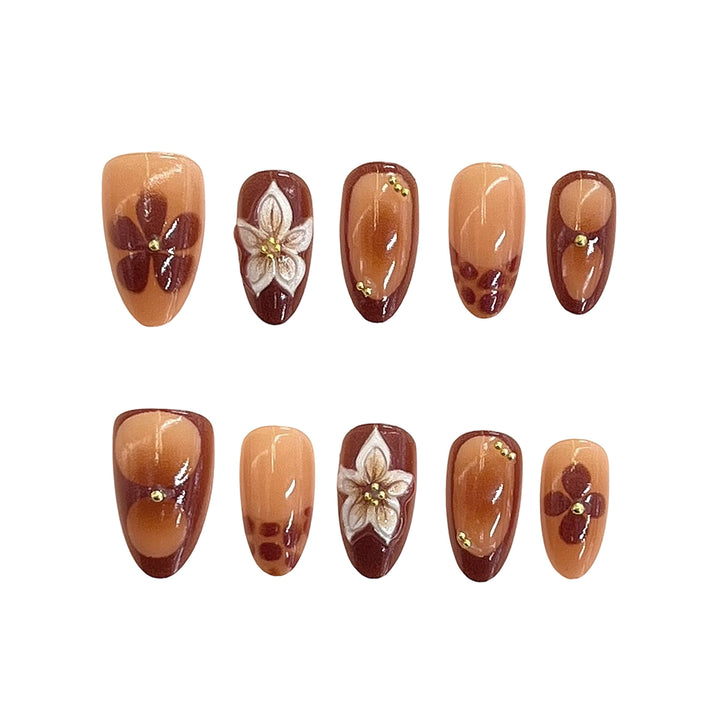 Artistic Floral Accent Press-On Nails Kalsten