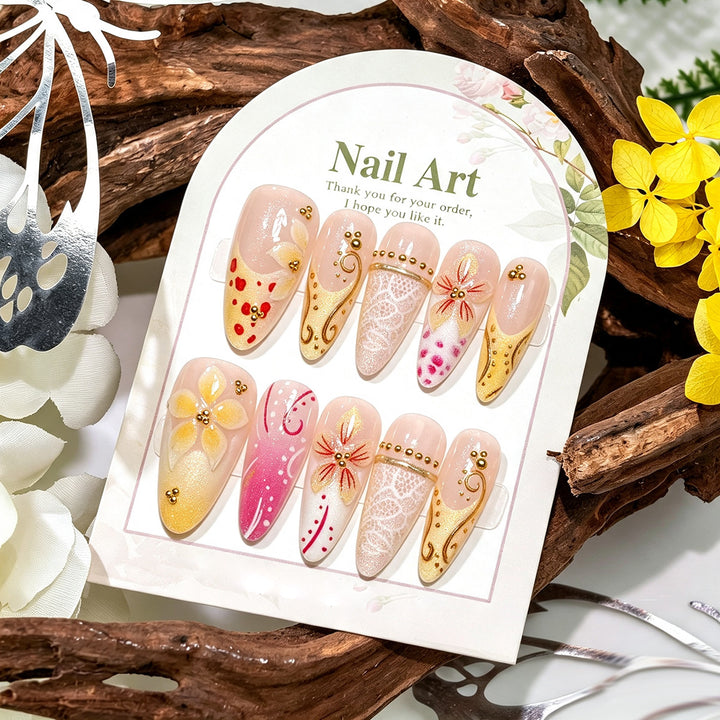 Elegant Floral Press-On Nail Art Collection