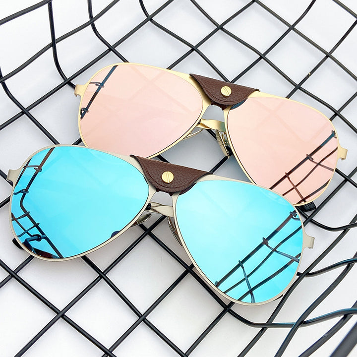 Retro Pilot Sunglasses with Blue Tinted Lenses Kalsten