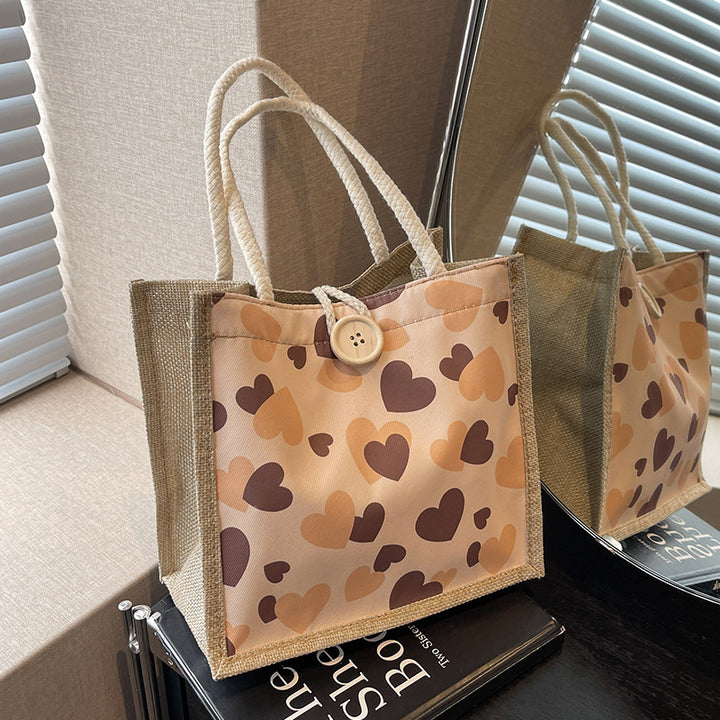 Heart-Patterned Casual Tote Bag