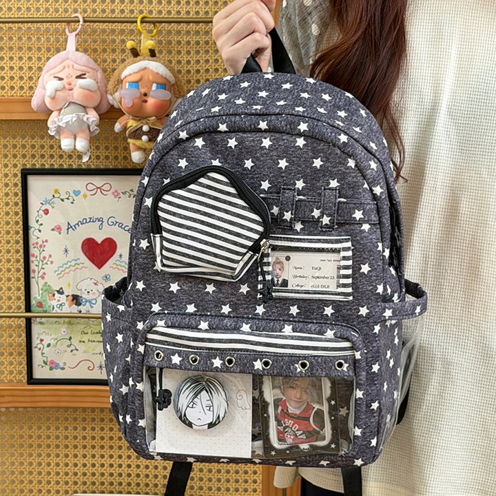 Stylish Multi-Pocket Clear Panel Backpack Kalsten