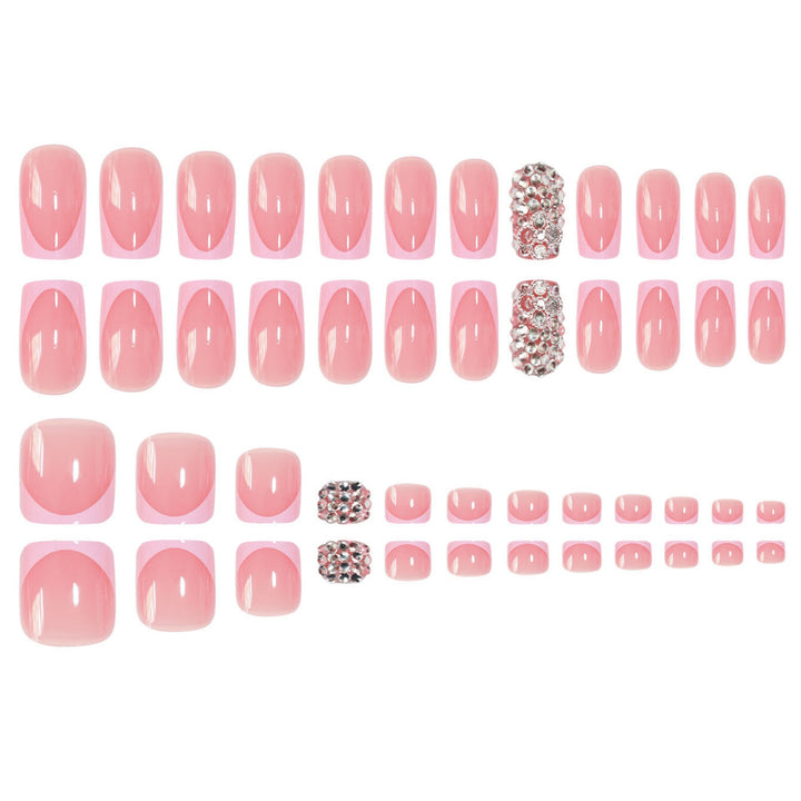 Elegant Press-On Nail Set with Rhinestone Accents Kalsten