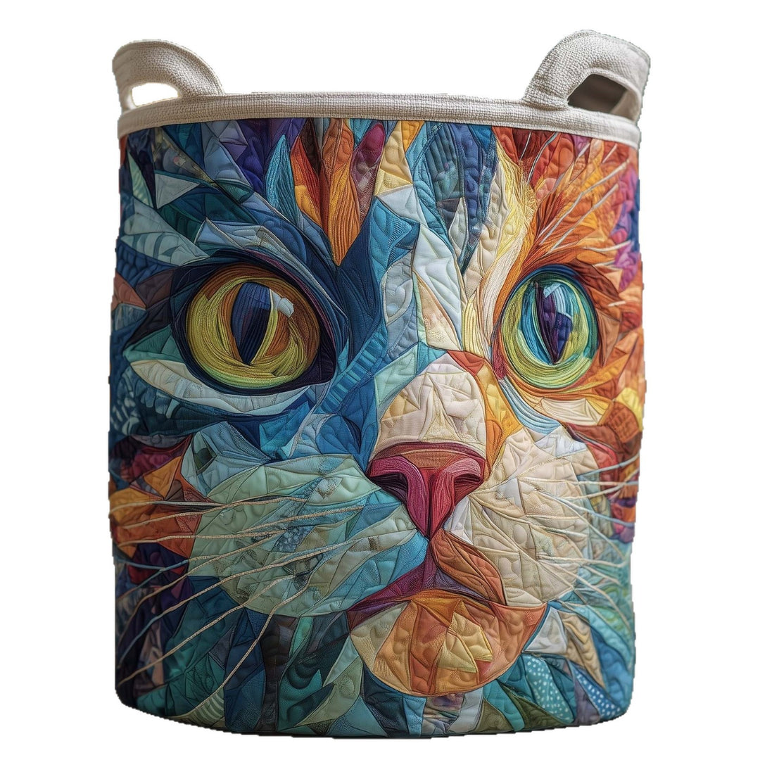 Quilted Decorative Laundry Storage Basket With Rope Handles Collapsible Fabric Organizer