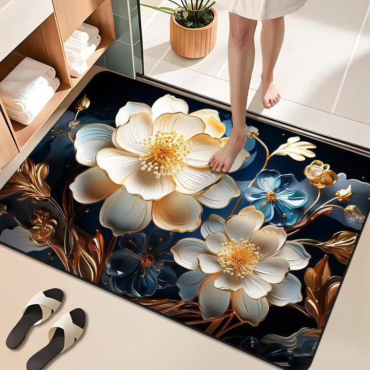 Floral Design Bathroom Mat Kalsten