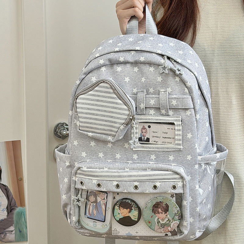 Stylish Multi-Pocket Clear Panel Backpack Kalsten