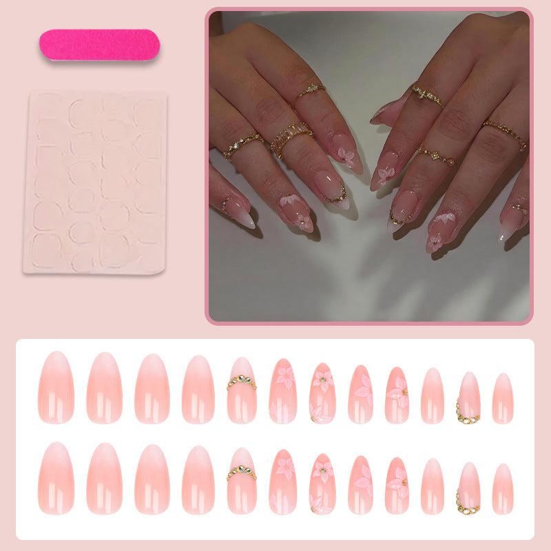 Artificial nail set with romantic flower and glitter accents Kalsten