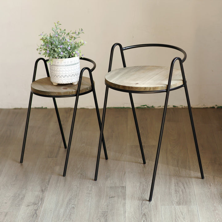 More modern stool with wooden seat Kalsten