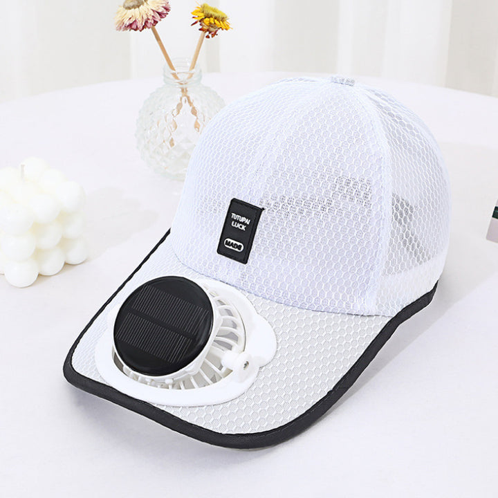 Ventilated baseball cap with integrated solar fan in the visor and breathable mesh Kalsten