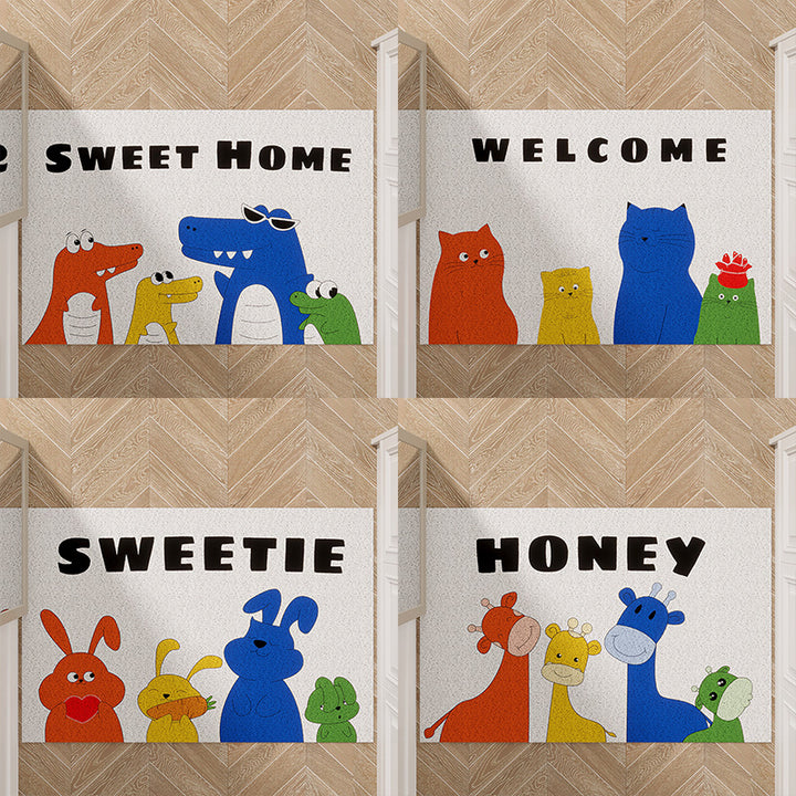 Cartoon Cat-Themed Welcome Mat