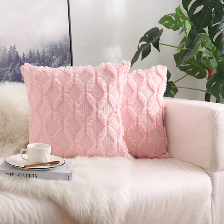Textured Knit Diamond Tufted Square Throw Pillow Cover with Frayed Edge