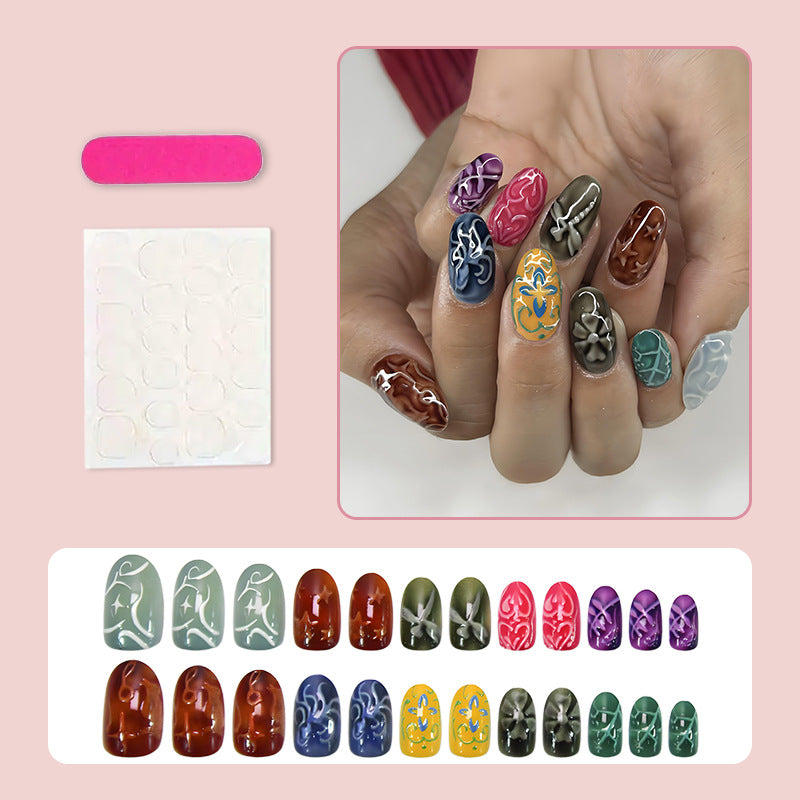 Art nail set with creative floral design and elegant accents Kalsten