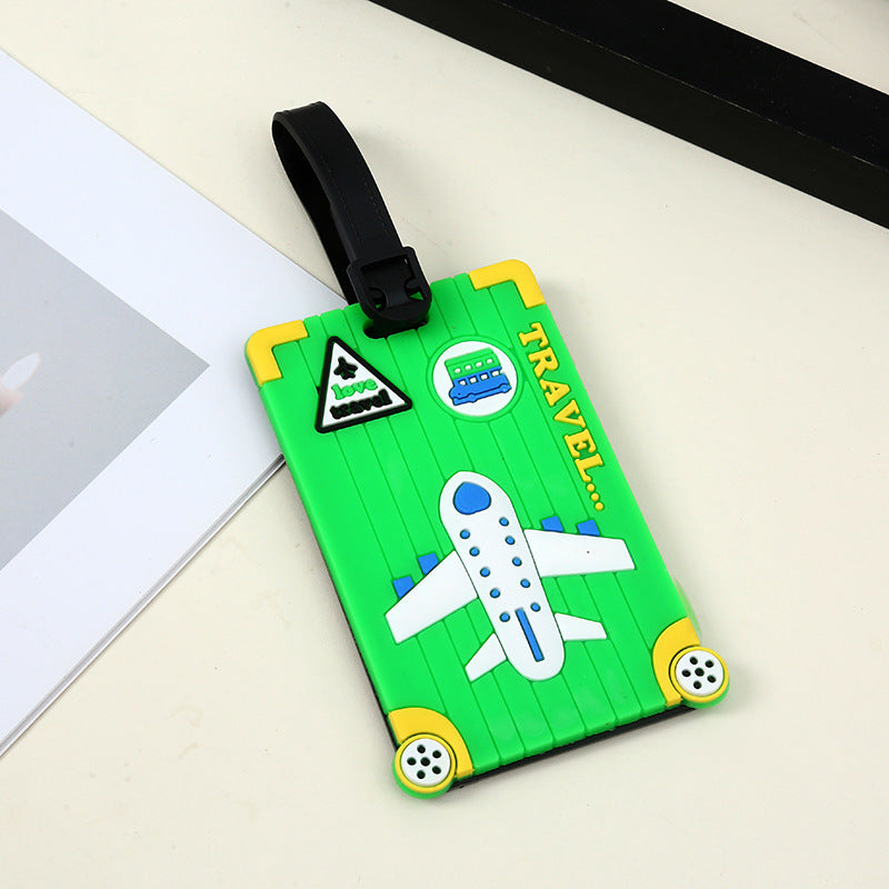 silicone travel luggage tag world map airplane design with adjustable strap Kalsten