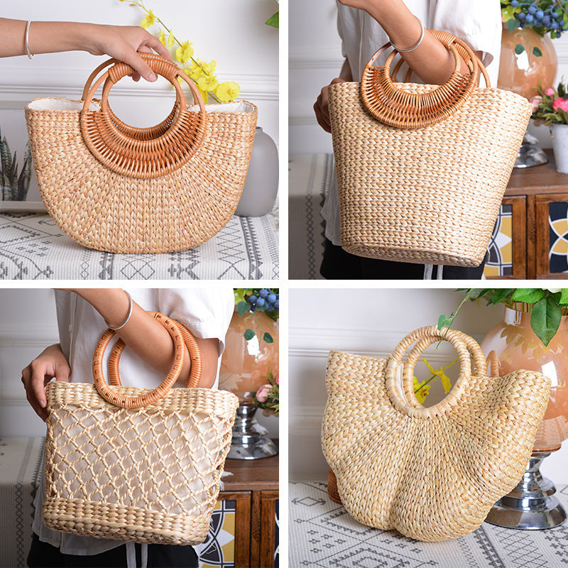 Women handcrafted beach bag with braided handles Kalsten
