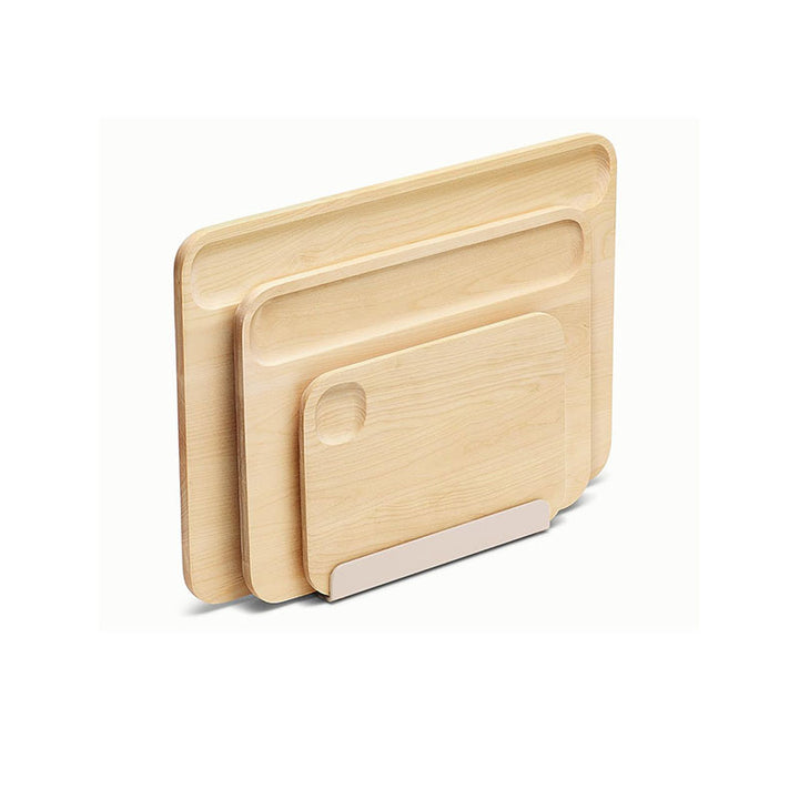 Three Piece Solid Maple Cutting Board Set With Integrated Juice Grooves Reversible Knife-Friendly Surfaces And Space-Saving Vertical Stand