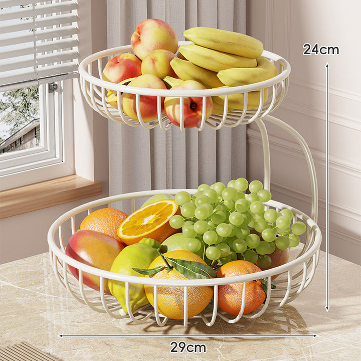 Tiered Curved-Frame Open-Wire Fruit Bowl Stand