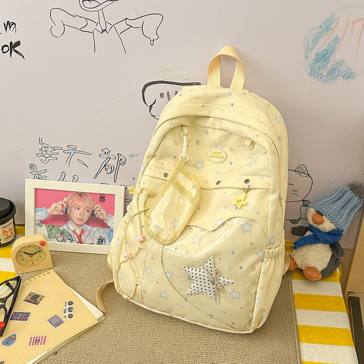 Stylish Multi-Pocket Star-Appliqué Backpack Kalsten