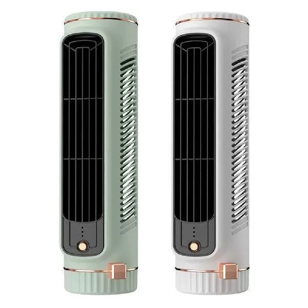 Unisex one size compact rechargeable personal cooling stand fan with adjustable vertical slats, multi-speed USB charging and decorative sticker set Kalsten