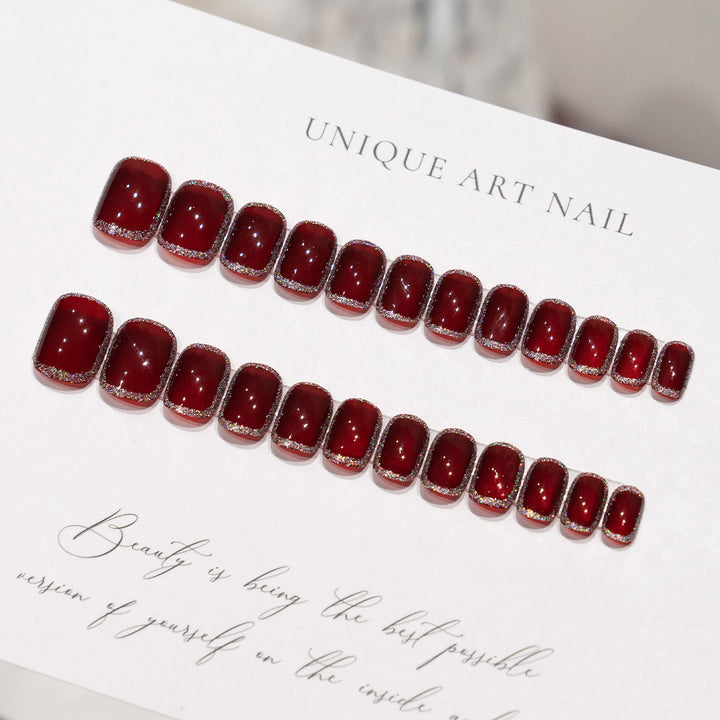Elegant Press-On Nail Art Set with Glitter Accents
