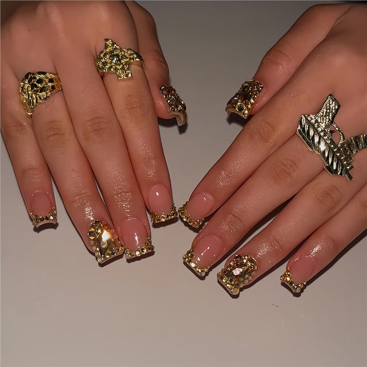 Glamorous Rhinestone Accented Press-On Nails Kalsten