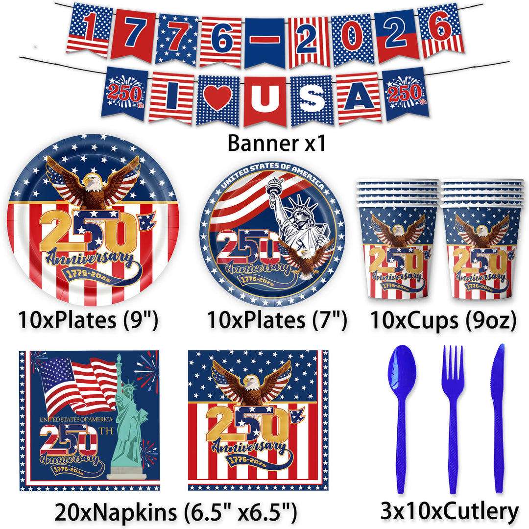 Unisex decorative paper napkins set anniversary motif USA square disposable Kalsten