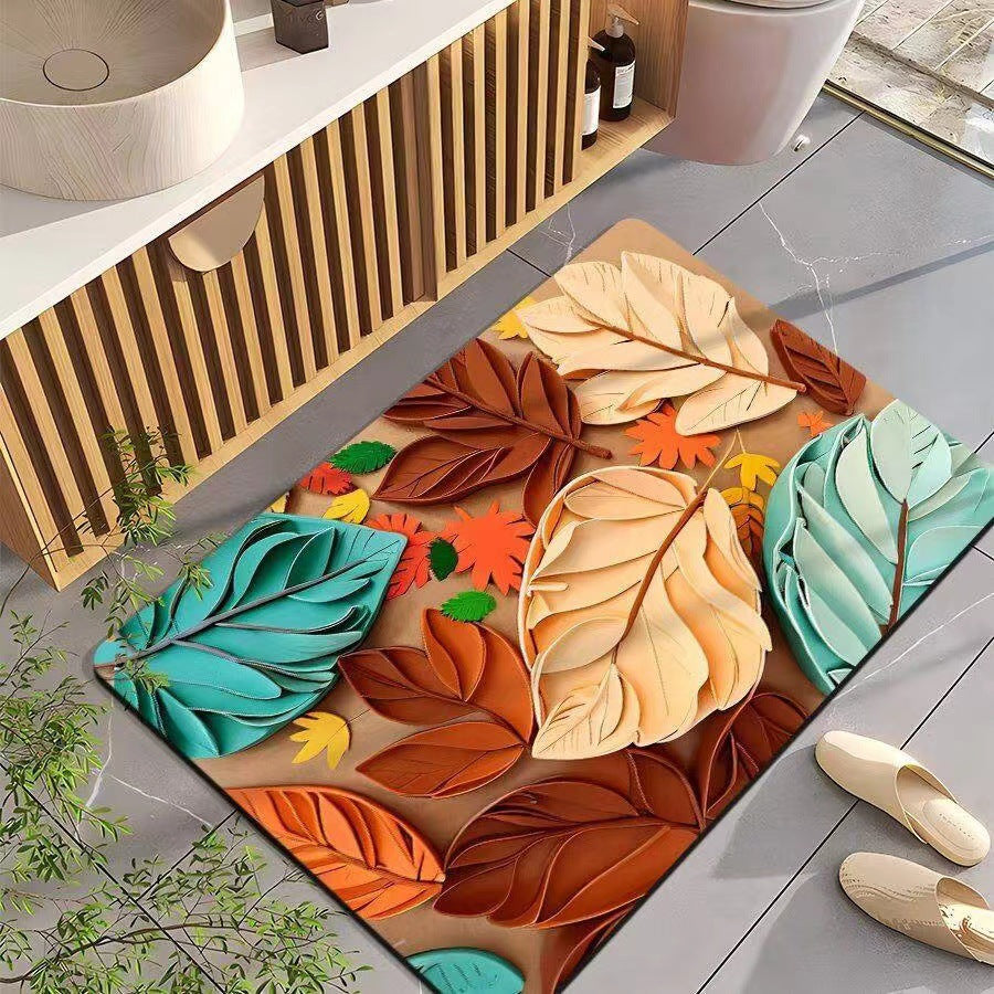 Leaf-Patterned Bathroom Mat Kalsten