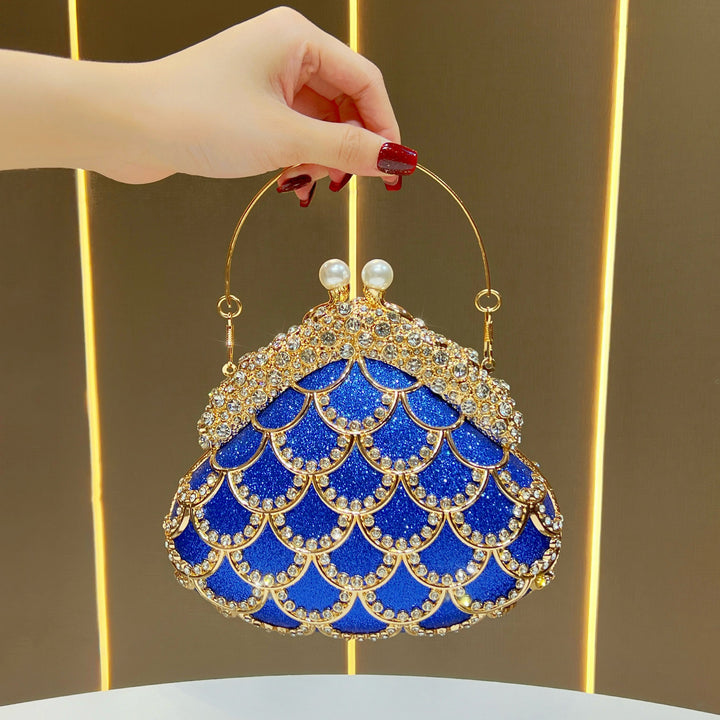 Decorative Pearl-Accented Evening Clutch